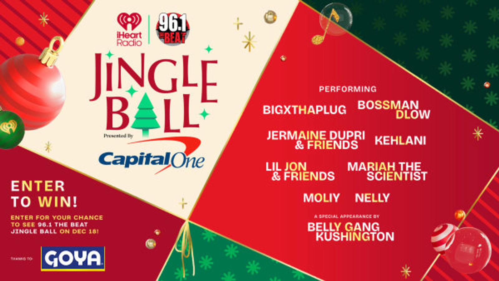 Goya Foods wants to send you to 96.1 The Beat's Jingle Ball!