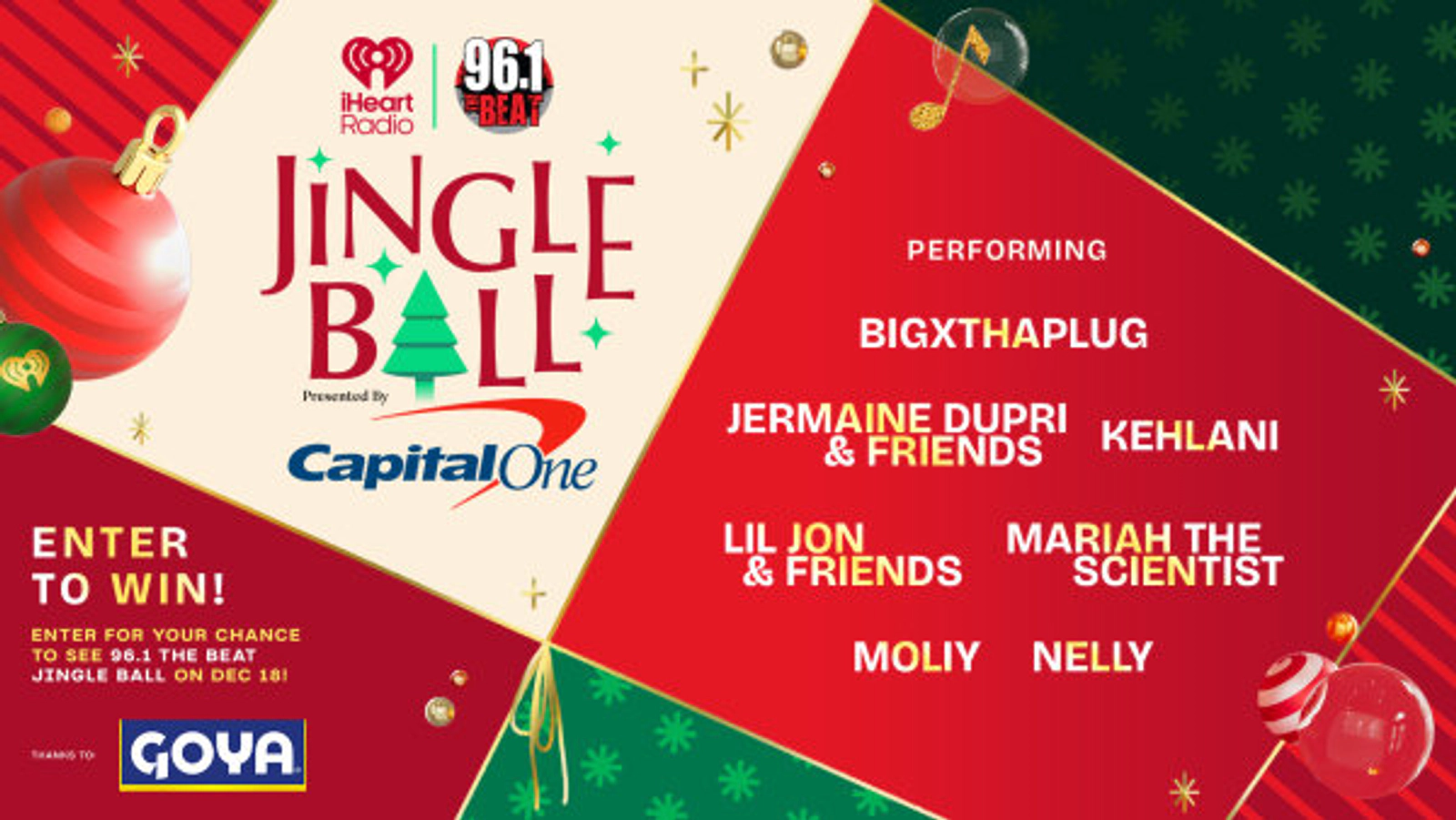 Goya Foods wants to send you to 96.1 The Beat's Jingle Ball!
