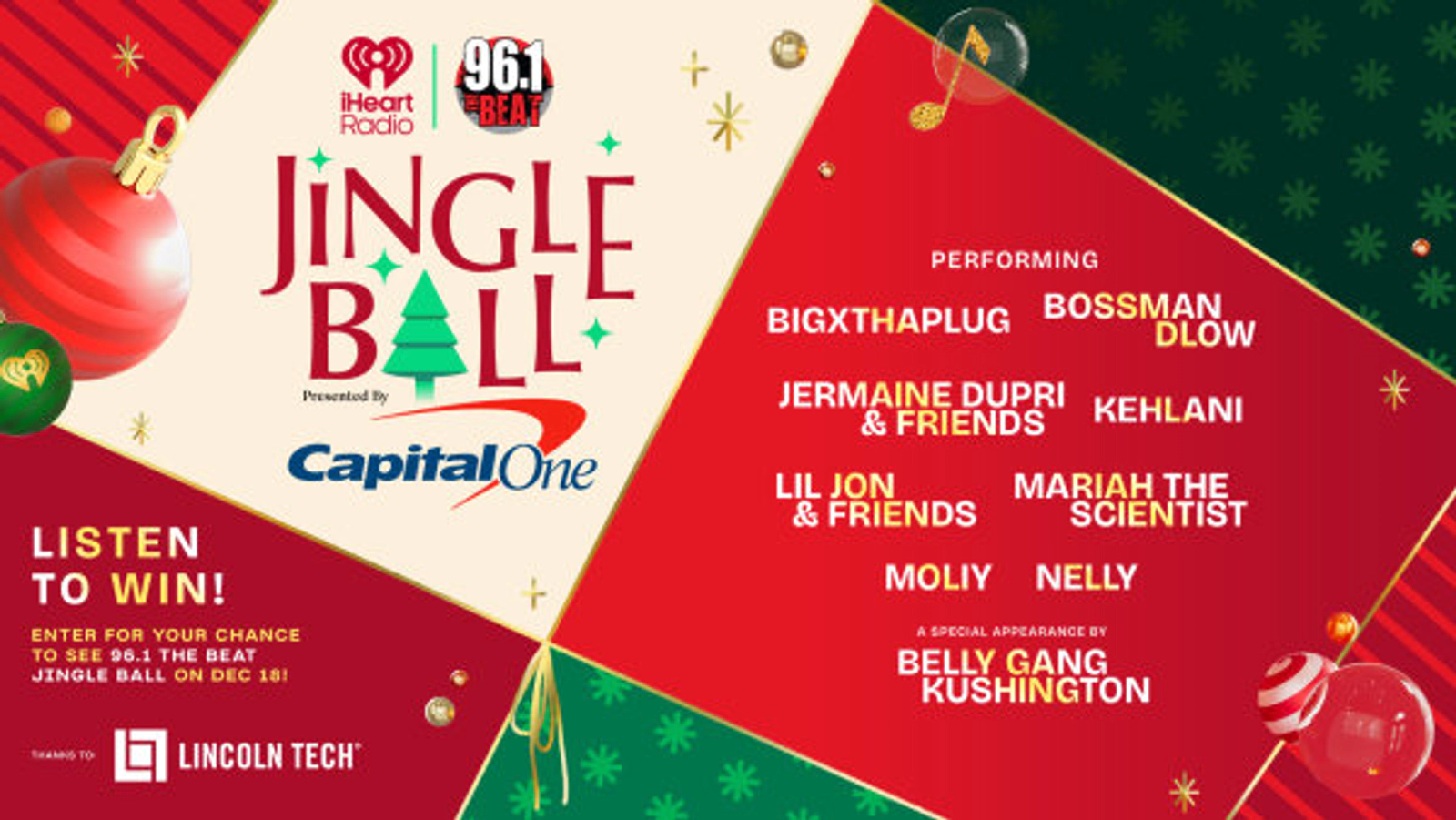 Winning Weekend: Listen to win tickets to 96.1 The Beat's Jingle Ball, thanks to Lincoln Tech!