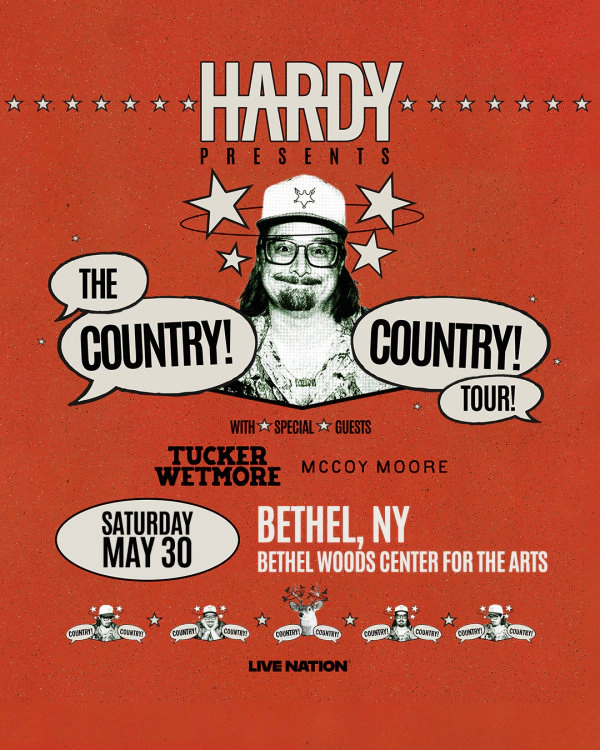 Tickets to see Hardy at Bethel Woods May 30th 2026!
