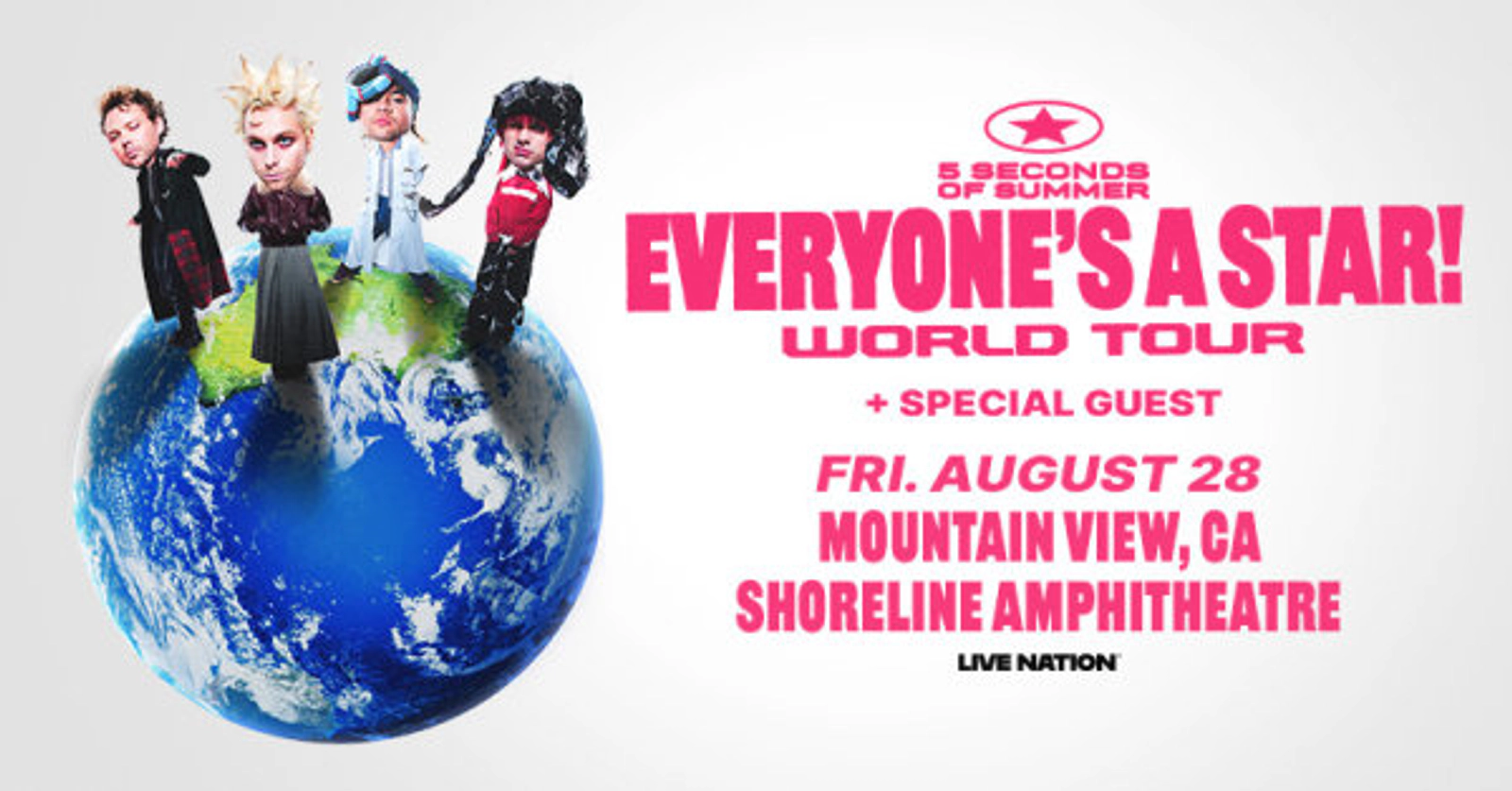 Enter below for a chance to win tickets to 5 Secounds of Summer at the Shoreline Amphitheatre!!!