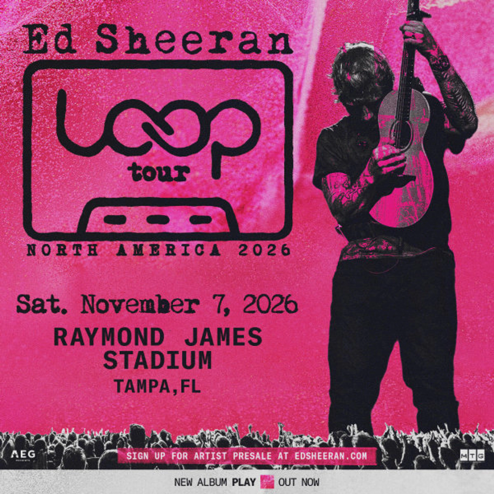 Win Tickets to see Ed Sheeran at Raymond James Stadium Tampa on Nov. 7, 2026!