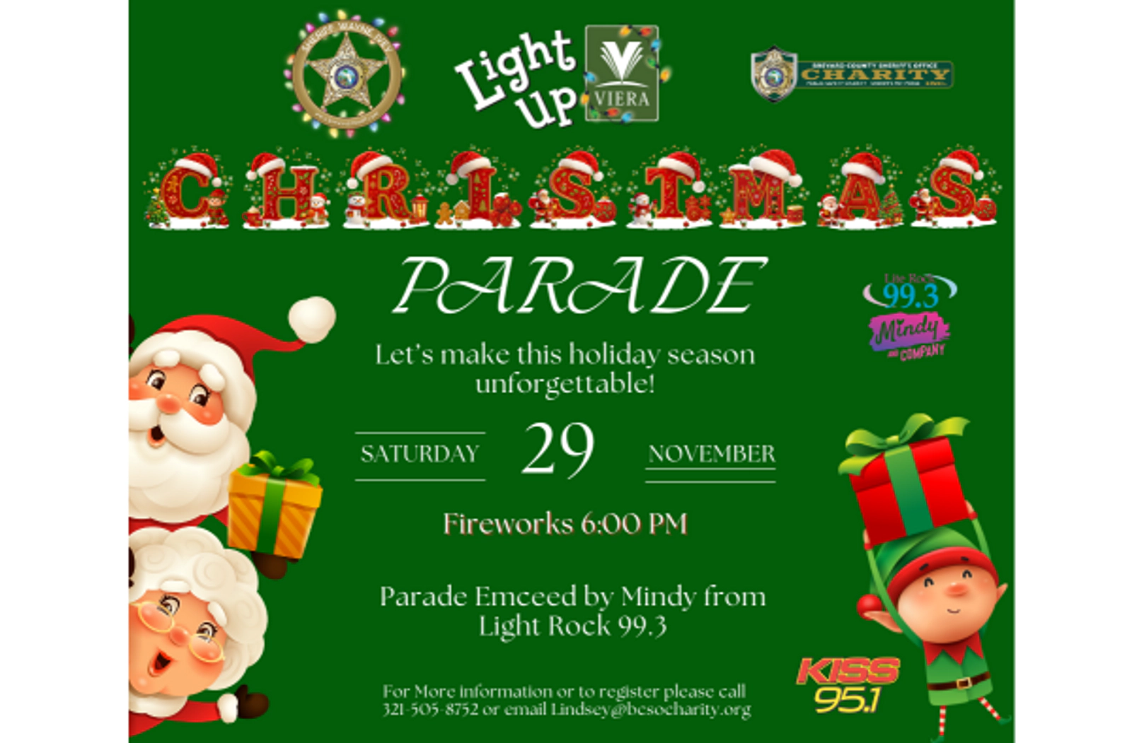 WIN the Lite Rock 99.3 “BEST SEATS IN THE HOUSE” at this year’s Light Up Viera Christmas Parade!