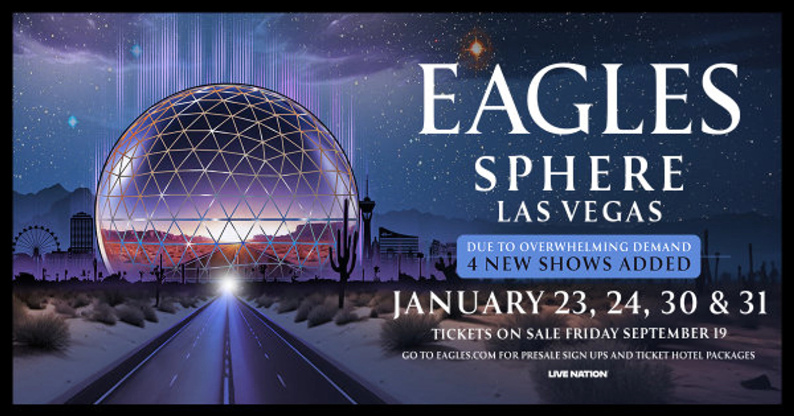 Enter For A Chance To Win A Trip To Las Vegas To See Eagles At Sphere Las Vegas!