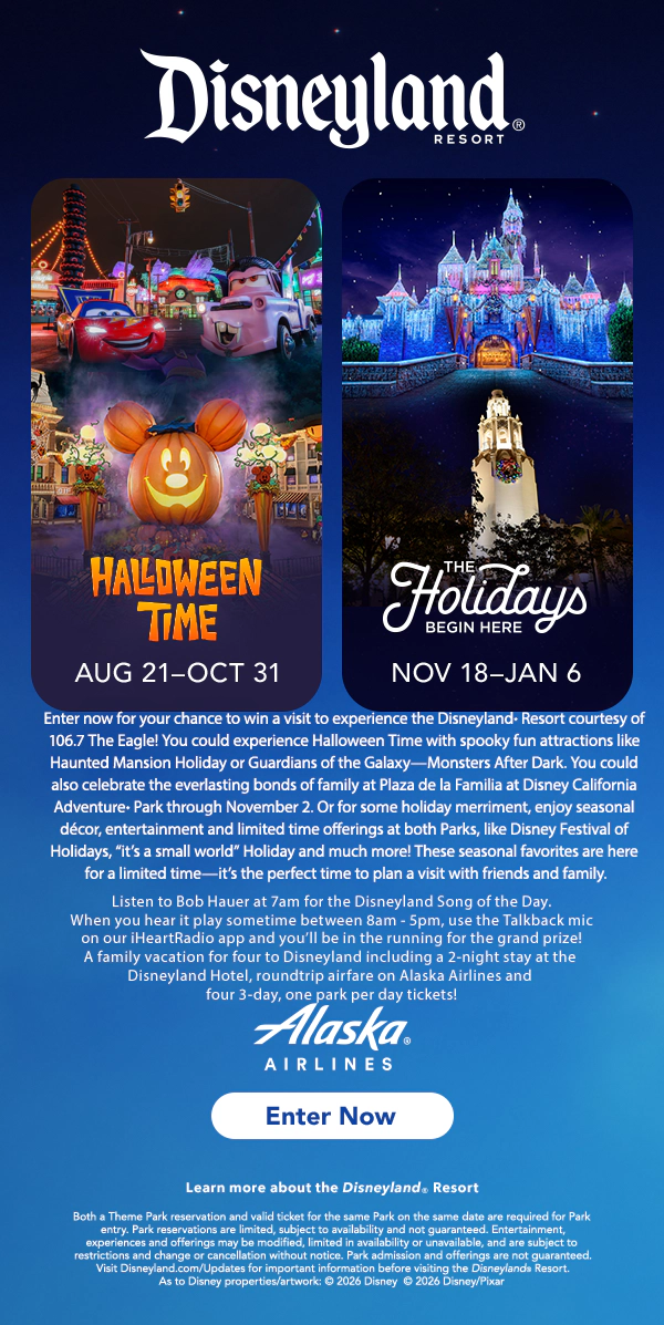 WIN A FAMILY VACATION FOR FOUR TO DISNEYLAND!