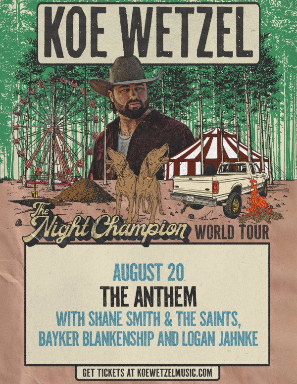 Koe Wetzel | The Anthem 8/20/26 | Win on-air with Ty Bailey!