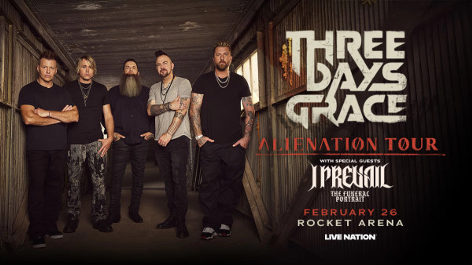 Win tickets to watch Three Days Grace from side stage at Rocket Arena