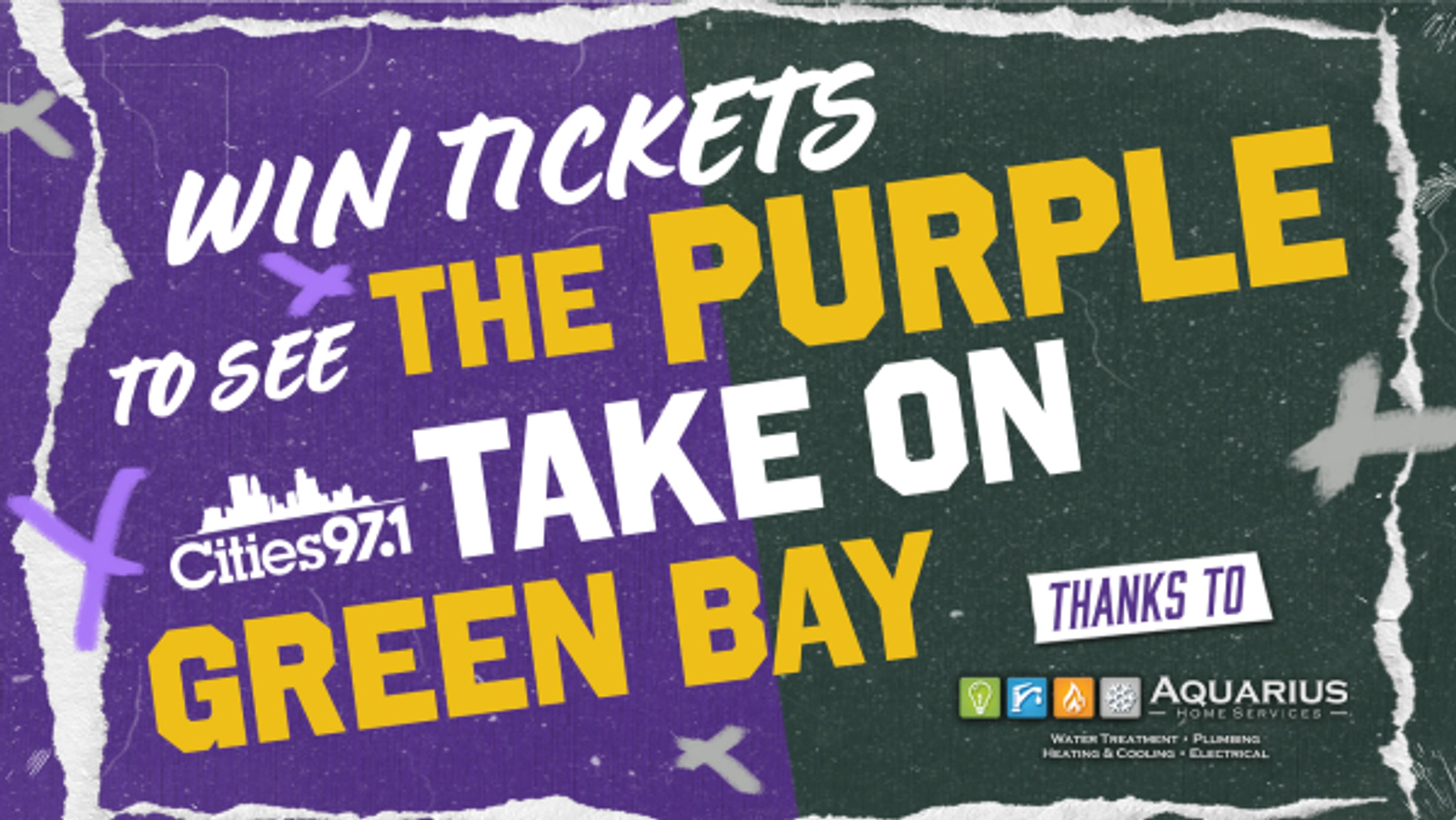 Win 4 Tickets to see the Purple take on Green Bay, thanks to Aquarius Home Services