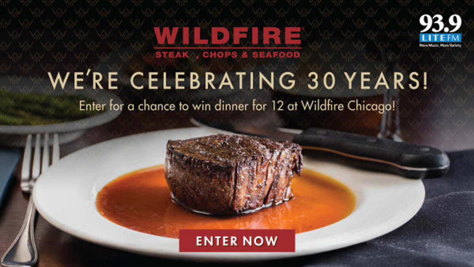 Enter for your chance to win dinner for 12 at Wildfire Chicago