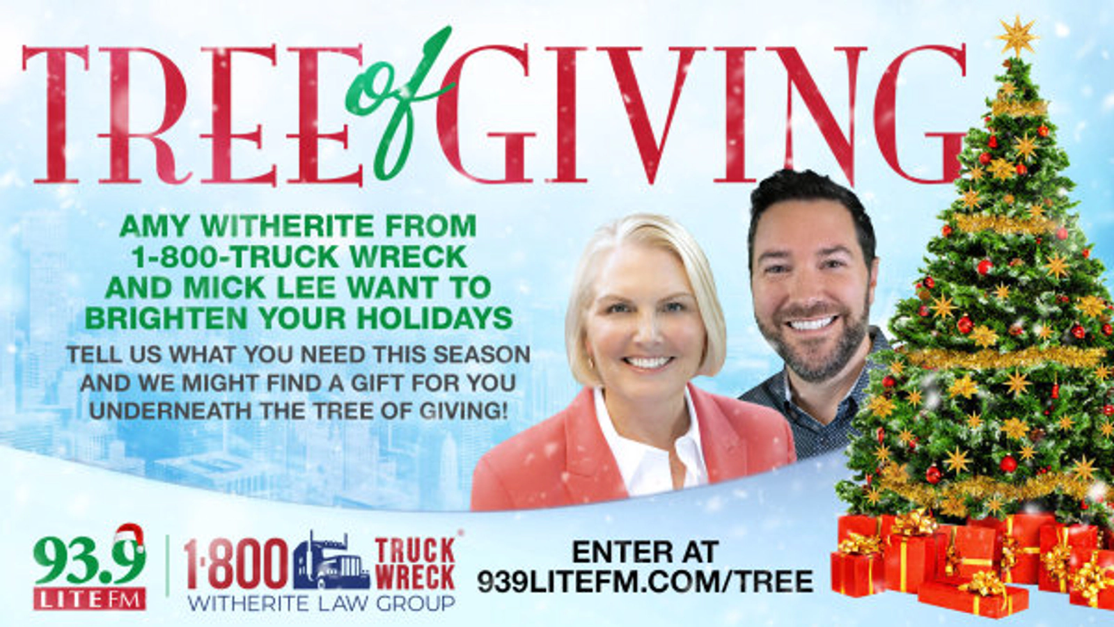 Enter For A Chance To Win From The Tree of Giving with Amy Witherite from 1-800-Truck Wreck
