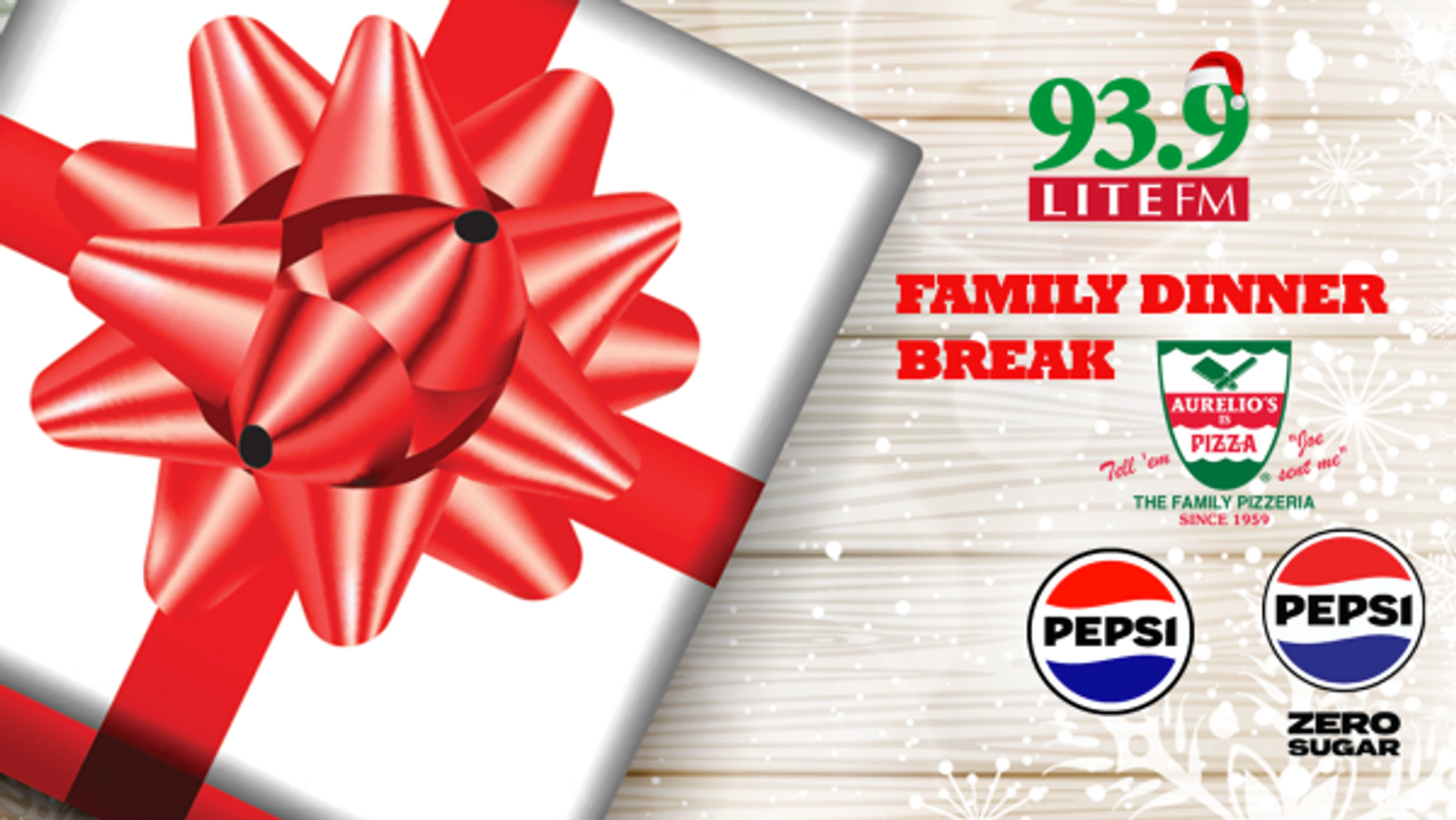 Enter for a chance to win a Family dinner from Aurelio's Pizza