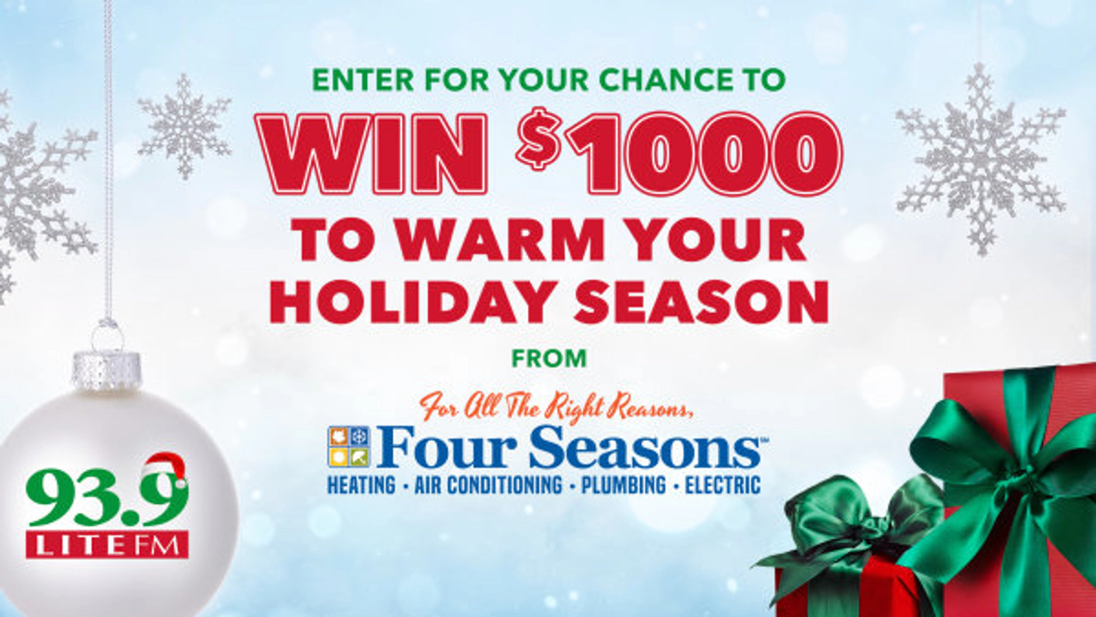 Enter for your chance to win $1,000 to warm your holiday season from Four Seasons
