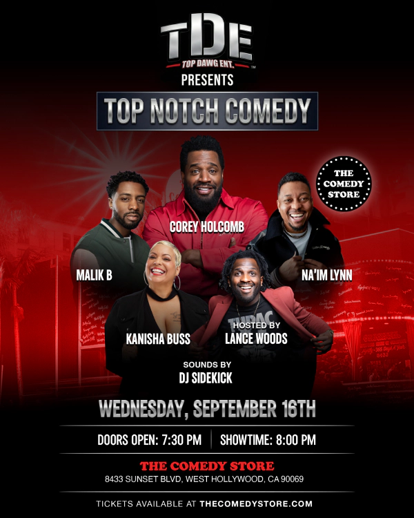 Enter to Win a Pair of Tickets to See TDE Presents: Top Notch Comedy at The Comedy Store! (9/16)
