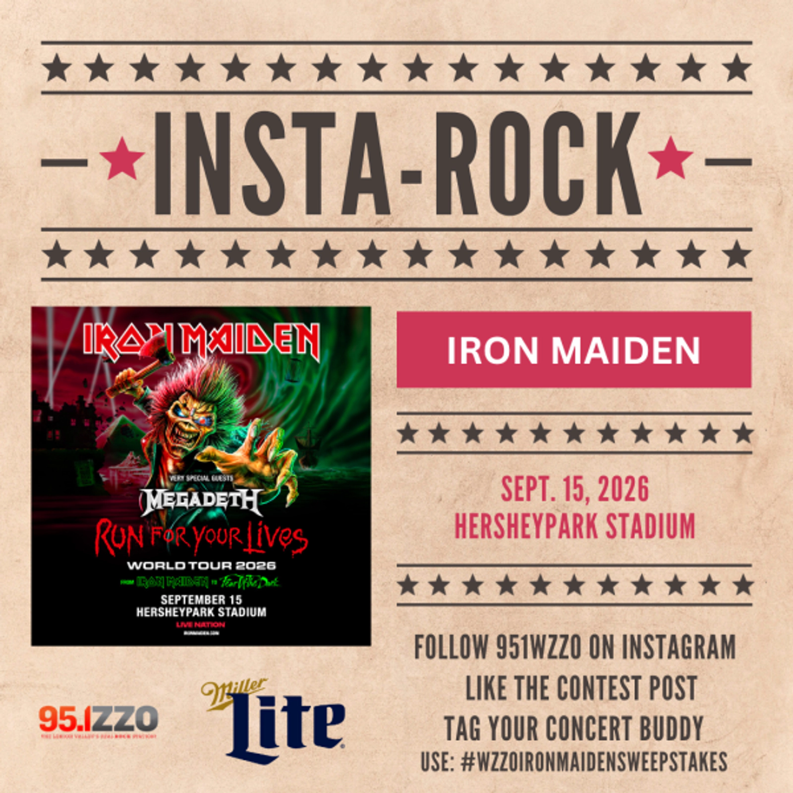 INSTAROCK with Miller Lite - SCORE TICKETS FOR IRON MAIDEN!
