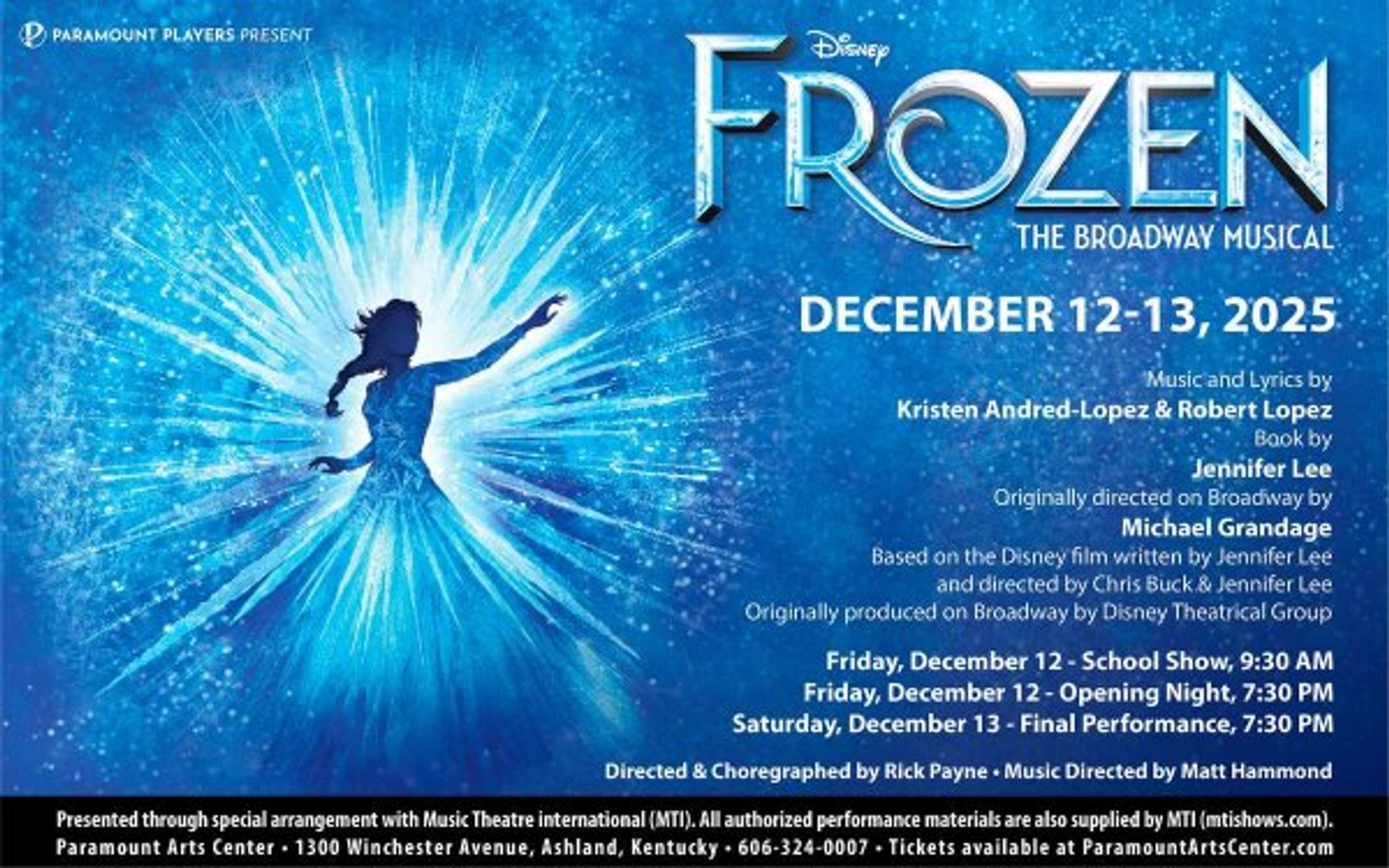 Paramount Players Present Frozen @ The Paramount! 12.12 & 12.13