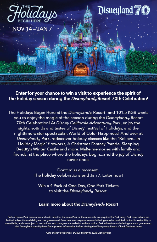 Enter for your chance to win some holiday magic from 101.5 KGB! 