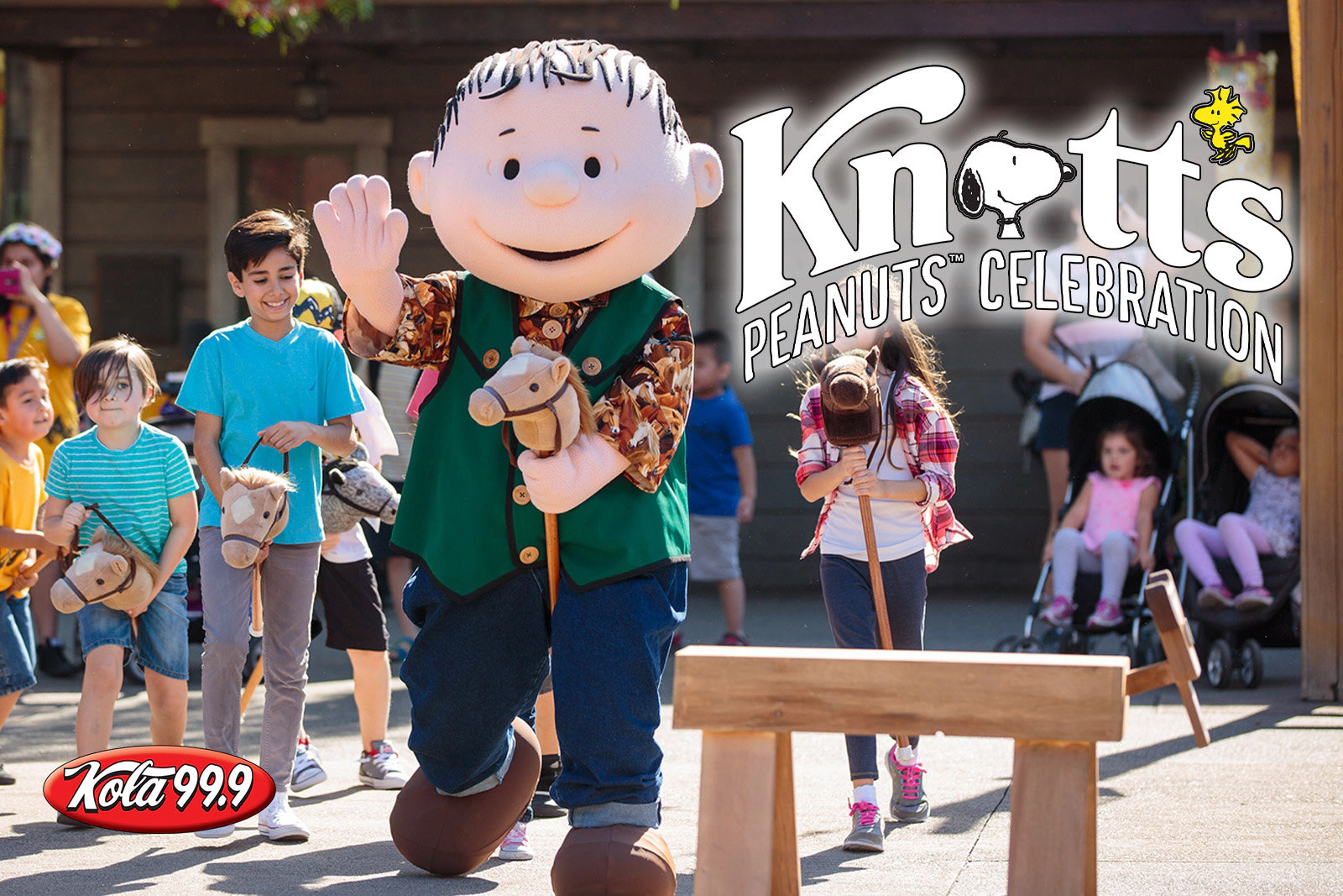 Linus rides hobby horse in Knott's Peanuts Celebration!